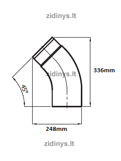 Dūmtraukio alkūnė DARCO Ø150 /45˚ lenkta 1 Dūmtraukio alkūnė DARCO Ø150 /45˚ lenkta 1