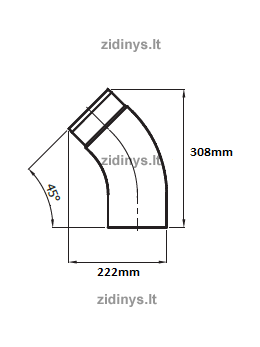 Dūmtraukio alkūnė DARCO Ø130 /45˚ lenkta 1 Dūmtraukio alkūnė DARCO Ø130 /45˚ lenkta 1