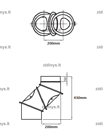 Dūmtraukio alkūnė DARCO Ø180 /90˚ UNI 2 Dūmtraukio alkūnė DARCO Ø180 /90˚ UNI 2