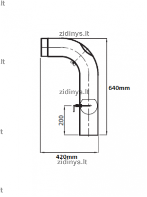 Krosnelės kaminas DARCO Ø130 mm su sklende ir pravala 1 Krosnelės kaminas DARCO Ø130 mm su sklende ir pravala 1