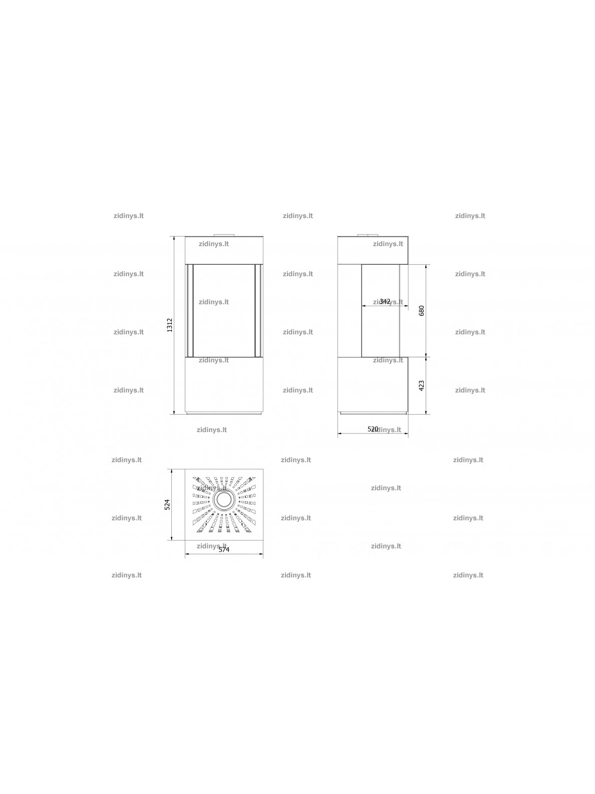 Dujinis židinys KRATKI Leo 45/68 L/P HOME EASY BOX juodas 6 Dujinis židinys KRATKI Leo 45/68 L/P HOME EASY BOX juodas 6