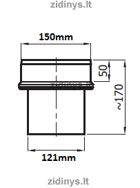 Dūmtraukio perėjimas DARCO RD/II Ø120/150 atvirkštinis 1