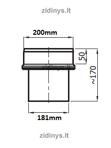 Dūmtraukio perėjimas DARCO RD/II Ø160/200 atvirkštinis 1 Dūmtraukio perėjimas DARCO RD/II Ø160/200 atvirkštinis 1
