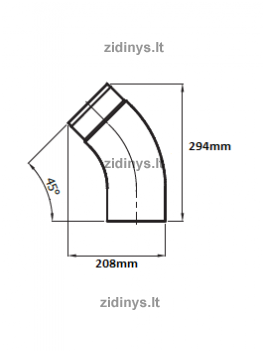 Dūmtraukio alkūnė DARCO Ø120 /45˚ lenkta 1 Dūmtraukio alkūnė DARCO Ø120 /45˚ lenkta 1