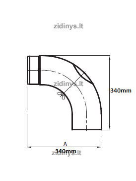Dūmtraukio alkūnė DARCO Ø130 /90˚ žema su pravala 1 Dūmtraukio alkūnė DARCO Ø130 /90˚ žema su pravala 1
