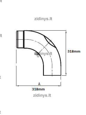 Dūmtraukio alkūnė DARCO Ø120 /90˚ žema su pravala 1 Dūmtraukio alkūnė DARCO Ø120 /90˚ žema su pravala 1