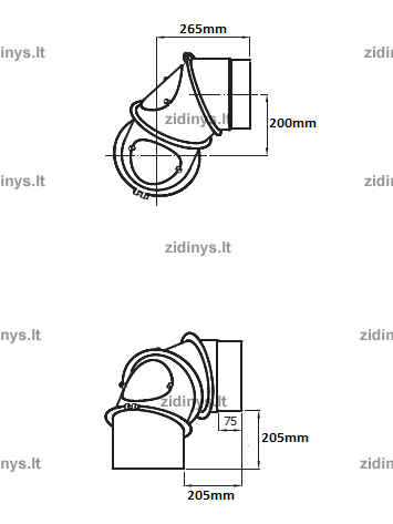 Dūmtraukio alkūnė DARCO Ø120 /90˚ UNI 3 Dūmtraukio alkūnė DARCO Ø120 /90˚ UNI 3