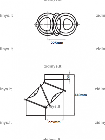 Dūmtraukio alkūnė DARCO Ø120 /90˚ UNI 2 Dūmtraukio alkūnė DARCO Ø120 /90˚ UNI 2