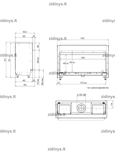 Dujinis židinys Faber Matrix Linear 1300/400 I 1 Dujinis židinys Faber Matrix Linear 1300/400 I 1