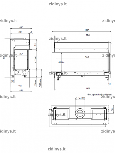 Dujinis židinys Faber Matrix Linear 1300/400 II 1 Dujinis židinys Faber Matrix Linear 1300/400 II 1