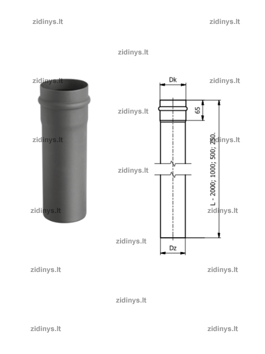 Dūmtraukio vamzdis DARCO PELLET  Ø80 /500 mm