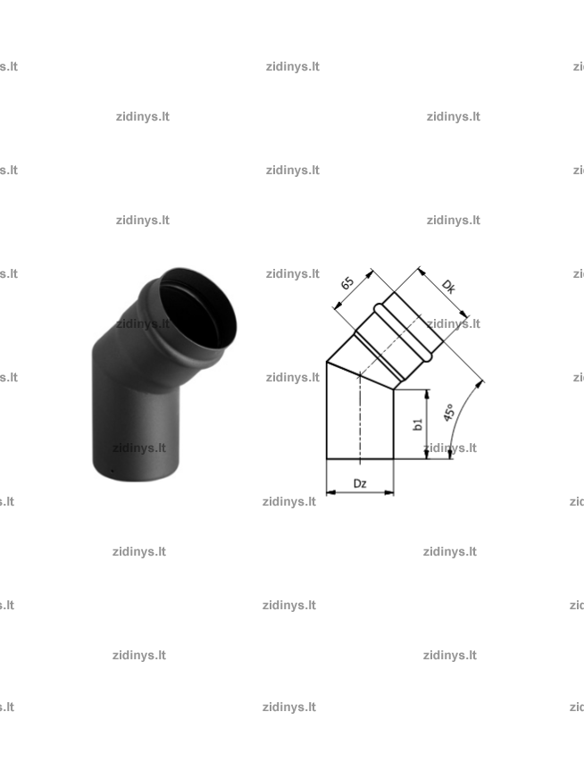 Dūmtraukio alkūnė DARCO Pellet Ø80 /45˚ Dūmtraukio alkūnė DARCO Pellet Ø80 /45˚