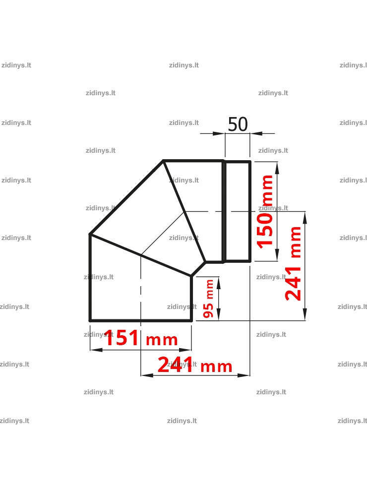 Dūmtraukio alkūnė DARCO Ø150 /90˚ standi be pravalos 1 Dūmtraukio alkūnė DARCO Ø150 /90˚ standi be pravalos 1