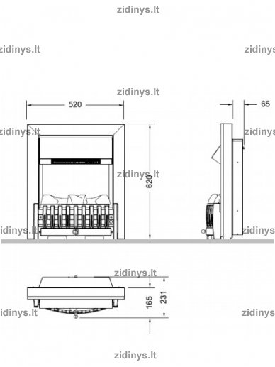Elektrinio židinio kasetė DIMPLEX Optimyst Danville juodas 1 Elektrinio židinio kasetė DIMPLEX Optimyst Danville juodas 1