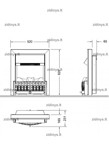 Elektrinio židinio kasetė DIMPLEX Optimyst Danville juodas 1 Elektrinio židinio kasetė DIMPLEX Optimyst Danville juodas 1