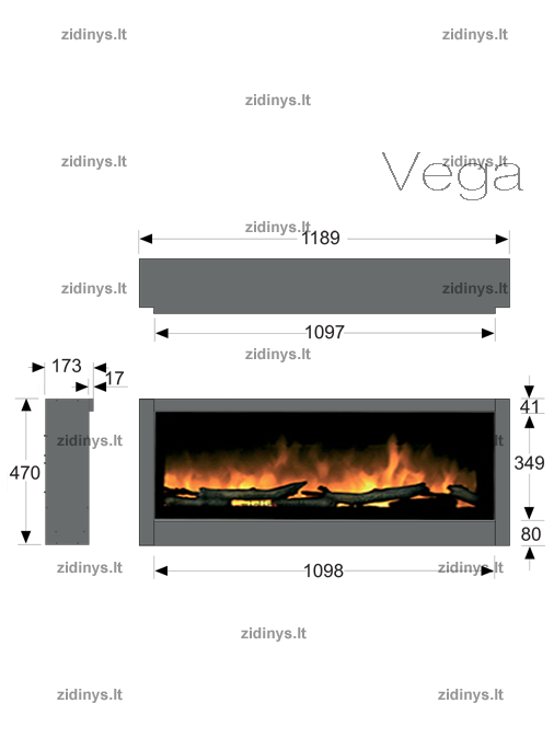 Elektrinio židinio kasetė DIMPLEX Vega LED 4 Elektrinio židinio kasetė DIMPLEX Vega LED 4