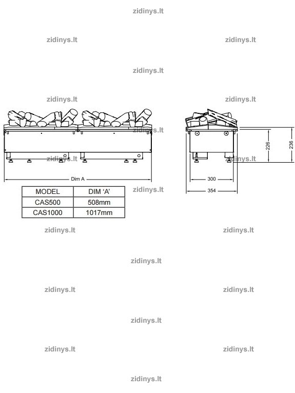 Elektrinio židinio kasetė DIMPLEX 500 Optimyst LED Retail Logs su malkomis 1 Elektrinio židinio kasetė DIMPLEX 500 Optimyst LED Retail Logs su malkomis 1