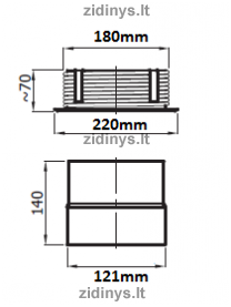Keraminio kamino perėjimas DARCO Ø 120/180 1