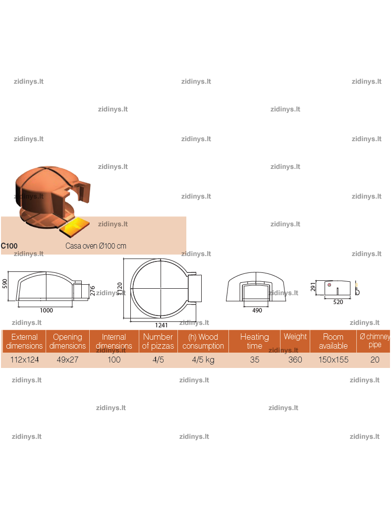 Picos krosnis Pizza Forno C100 4 Picos krosnis Pizza Forno C100 4