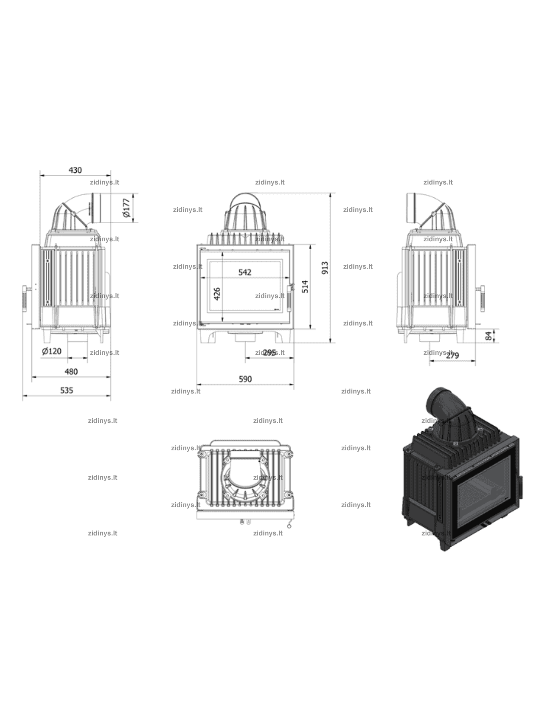 Židinys KRATKI Franek 10 kw Deco 2