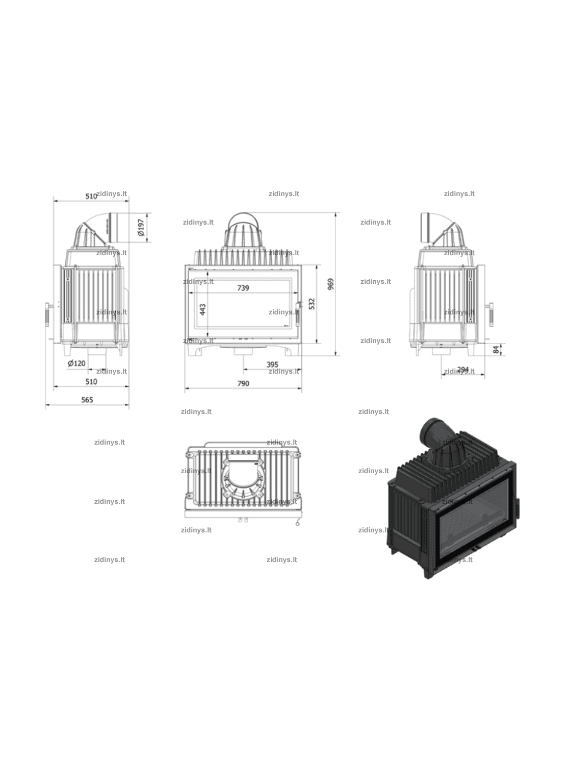 Židinys KRATKI Franek 14 kw Deco 3