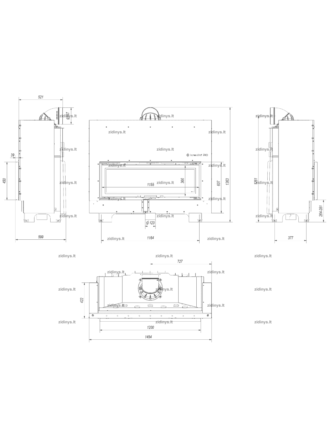 Židinys KRATKI MB 120 /G 20 kw 2