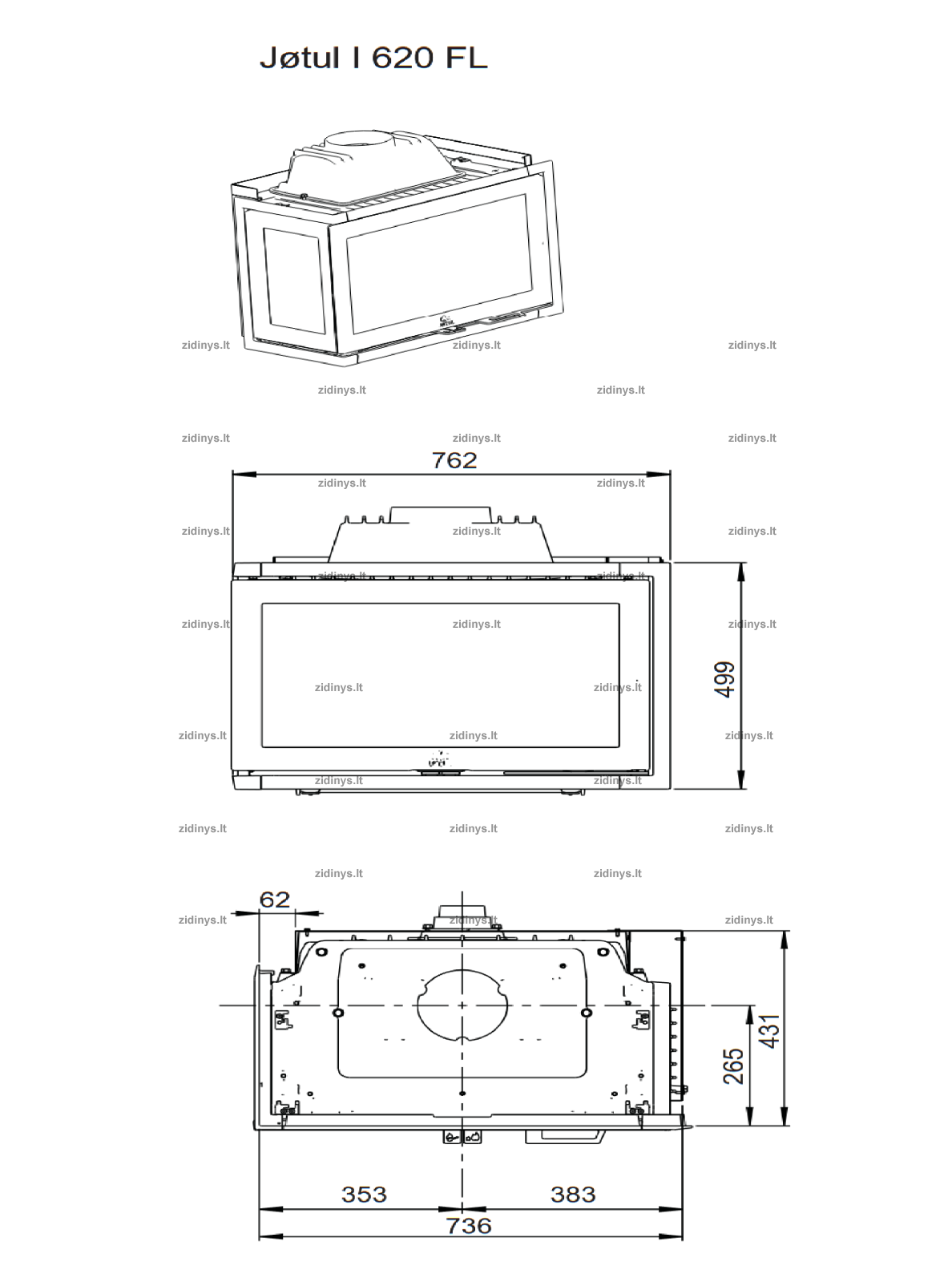 Židinys Jotul I 620 FL 3 Židinys Jotul I 620 FL 3