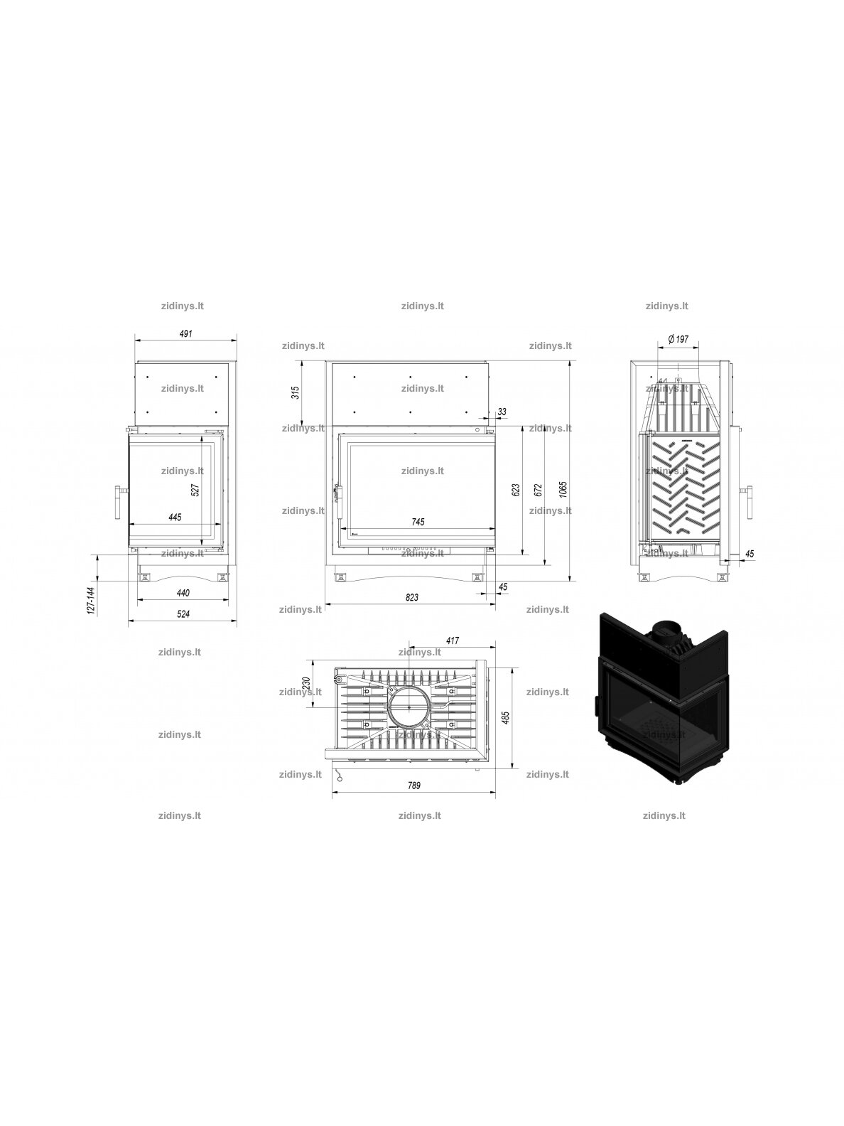 Židinys KRATKI Amelia /P/BS/Deco 8