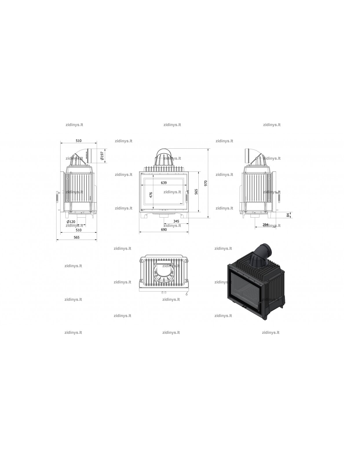 Židinys KRATKI Franek 12 kw Deco 3 Židinys KRATKI Franek 12 kw Deco 3