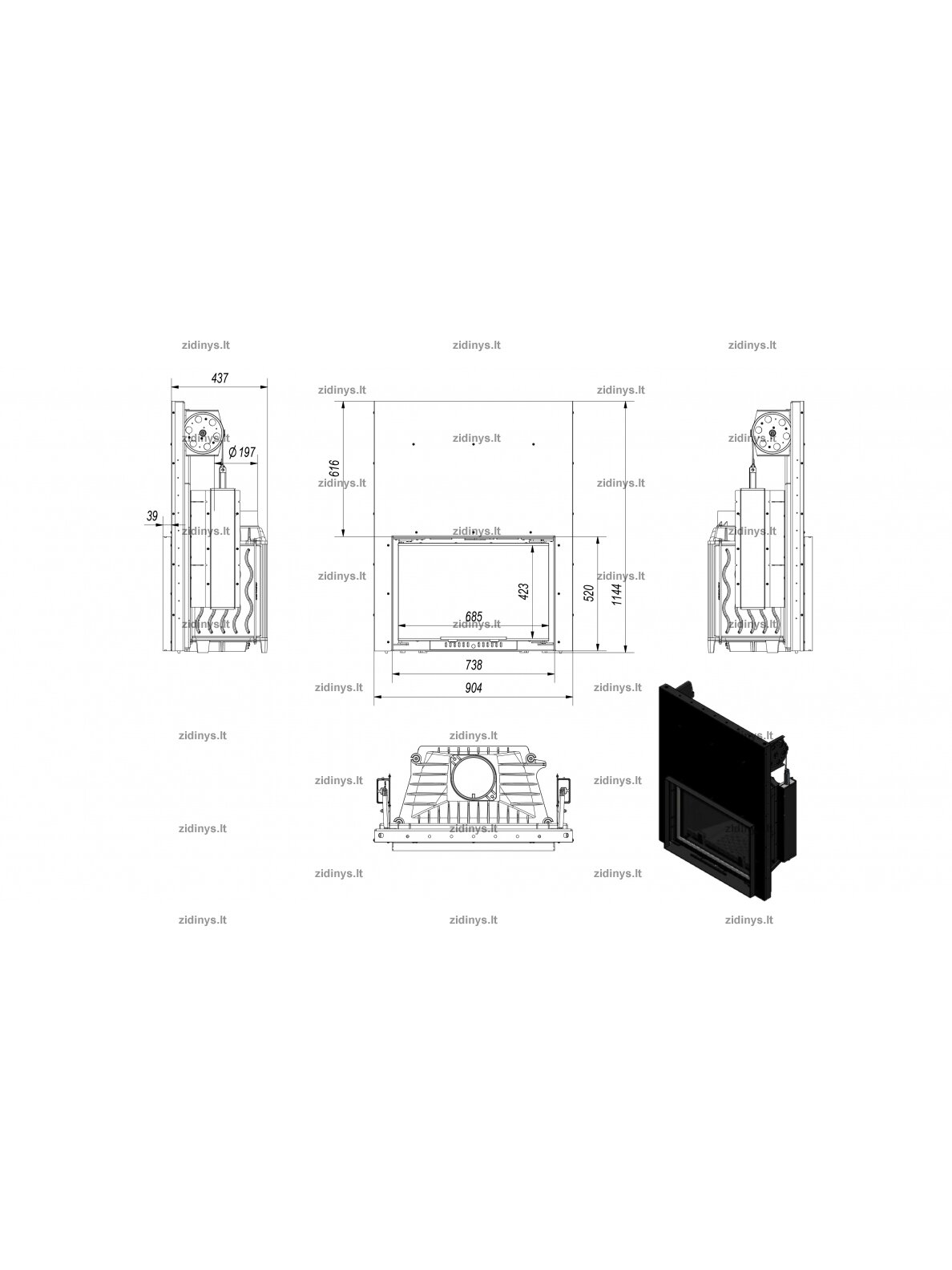 Židinys KRATKI Wiktor Deco 14 kw giljotina 4 Židinys KRATKI Wiktor Deco 14 kw giljotina 4