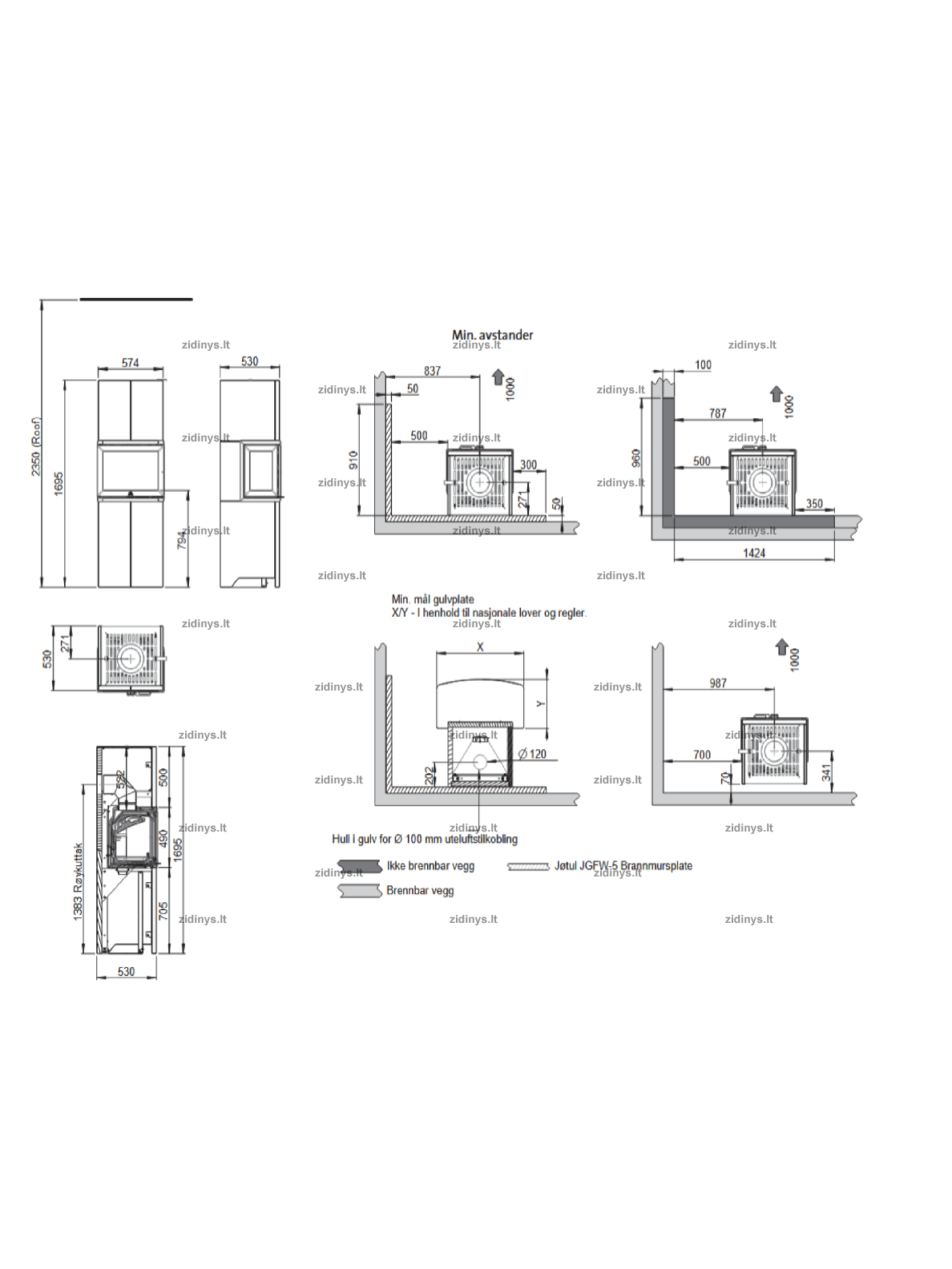 Židinys su apdaila Jotul FS 137 2 Židinys su apdaila Jotul FS 137 2