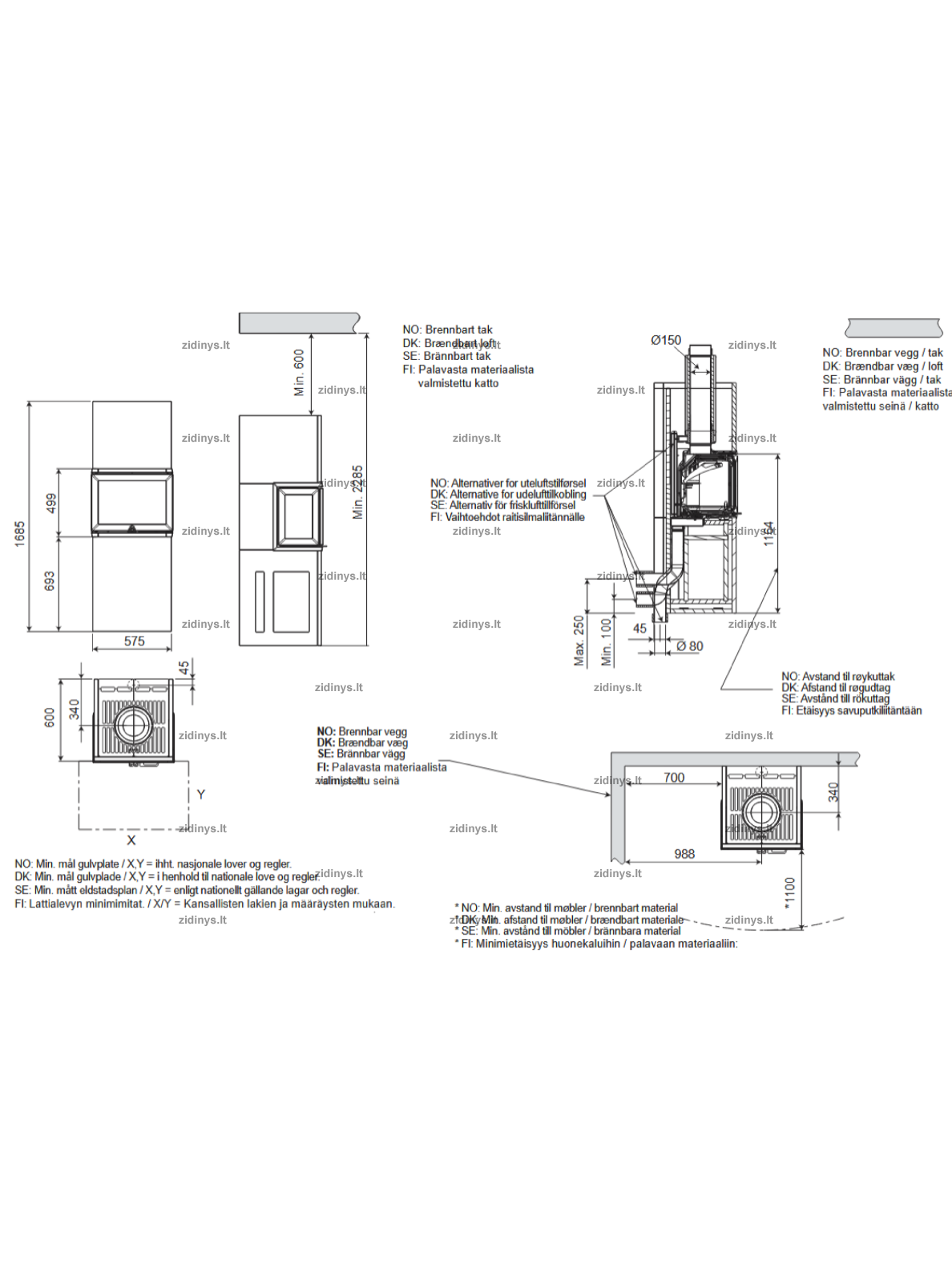 Židinys su apdaila Jotul FS 520 FRL 3 Židinys su apdaila Jotul FS 520 FRL 3