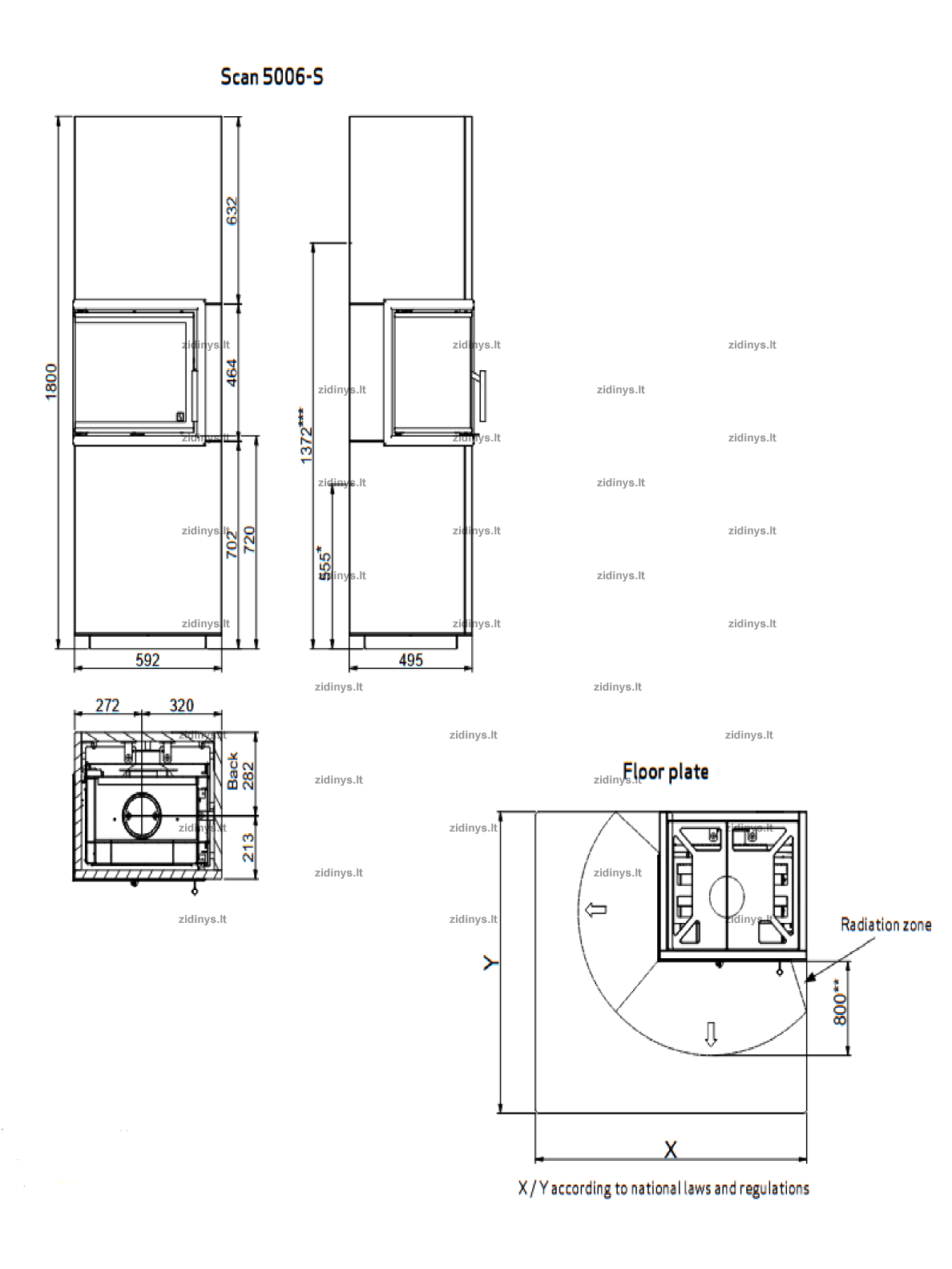 Židinys su apdaila Scan 5006-S FL 2