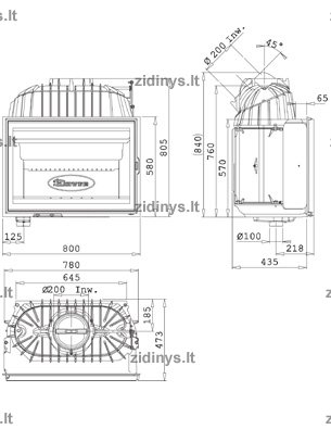 Židinio ugniakuras DOVRE 2180CBS/B 2 Židinio ugniakuras DOVRE 2180CBS/B 2