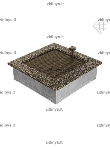Židinio grotelės 17 x 17 juodai auksinės su žaliuze 2 Židinio grotelės 17 x 17 juodai auksinės su žaliuze 2