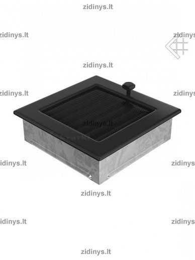 Židinio grotelės 17 x 17 juodos su žaliuze 2 Židinio grotelės 17 x 17 juodos su žaliuze 2