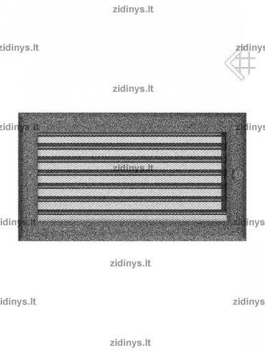 Židinio grotelės 17 x 30 juodai sidabrinės su žaliuze Židinio grotelės 17 x 30 juodai sidabrinės su žaliuze
