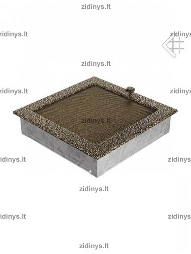 Židinio grotelės 22 x 22 juodai auksinės su žaliuze 2 Židinio grotelės 22 x 22 juodai auksinės su žaliuze 2
