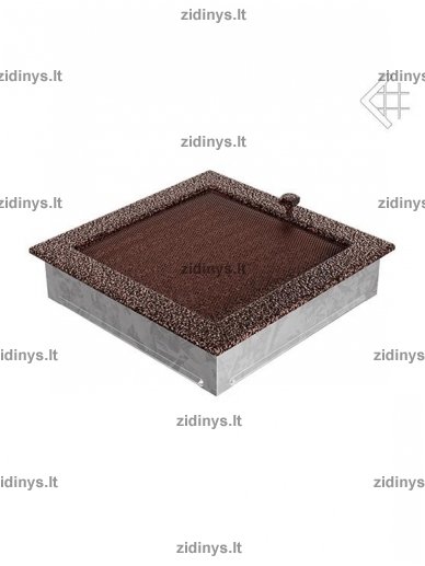 Židinio grotelės 22 x 22 juodai varinės su žaliuze 2 Židinio grotelės 22 x 22 juodai varinės su žaliuze 2