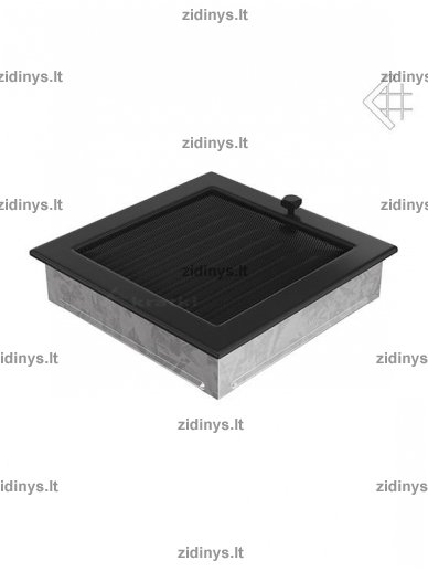 Židinio grotelės 22 x 22 juodos su žaliuze 2 Židinio grotelės 22 x 22 juodos su žaliuze 2