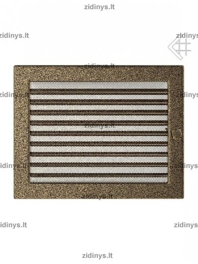 Židinio grotelės 22 x 30 juodai auksinės su žaliuze Židinio grotelės 22 x 30 juodai auksinės su žaliuze