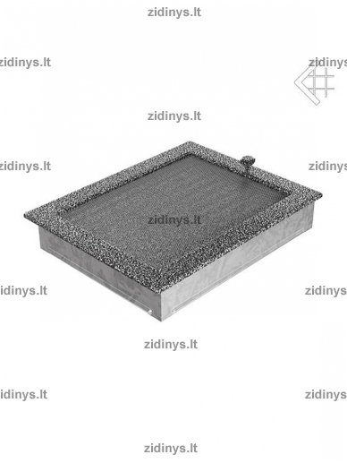 Židinio grotelės 22 x 30 juodai sidabrinės su žaliuze 2 Židinio grotelės 22 x 30 juodai sidabrinės su žaliuze 2