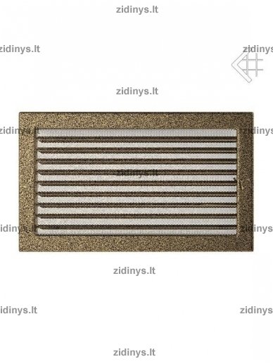 Židinio grotelės 22 x 37 juodai auksinės su žaliuze Židinio grotelės 22 x 37 juodai auksinės su žaliuze