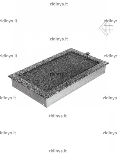 Židinio grotelės 22 x 37 juodai sidabrinės su žaliuze 2 Židinio grotelės 22 x 37 juodai sidabrinės su žaliuze 2