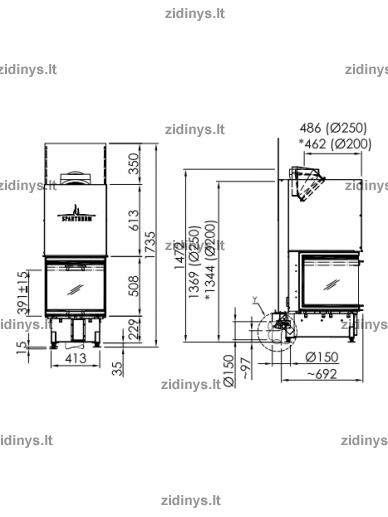 Židinio ugniakuras SPARTHERM Arte U-50h-4S 1 Židinio ugniakuras SPARTHERM Arte U-50h-4S 1