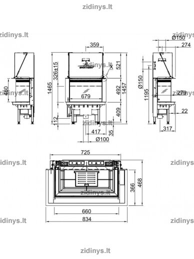 Židinio ugniakuras SPARTHERM Lean 3RL-70h 1 Židinio ugniakuras SPARTHERM Lean 3RL-70h 1