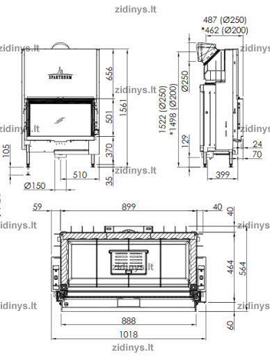 Židinio ugniakuras SPARTHERM Premium V-1V-87h ø 200 mm 1 Židinio ugniakuras SPARTHERM Premium V-1V-87h ø 200 mm 1