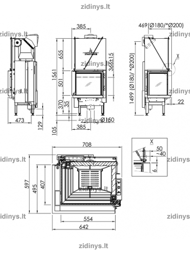 Židinio ugniakuras SPARTHERM Premium V-2L-55h 1 Židinio ugniakuras SPARTHERM Premium V-2L-55h 1