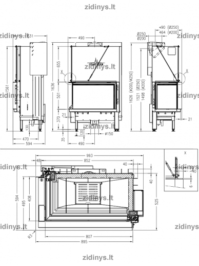Židinio ugniakuras SPARTHERM Premium V-2L-80h ø 250 mm 1 Židinio ugniakuras SPARTHERM Premium V-2L-80h ø 250 mm 1
