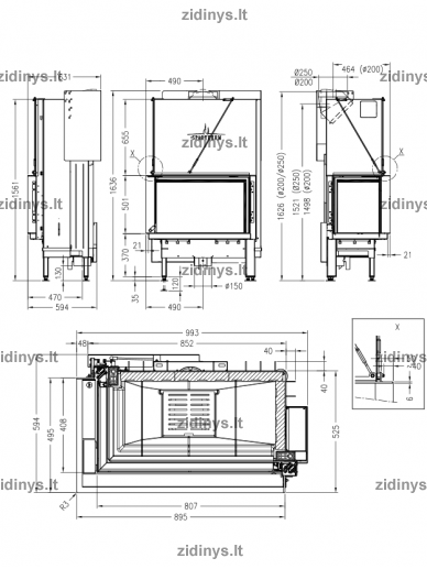 Židinio ugniakuras SPARTHERM Premium V-2L-80h ø 200 mm 1 Židinio ugniakuras SPARTHERM Premium V-2L-80h ø 200 mm 1